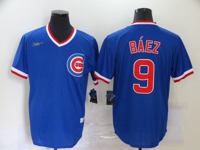 Javier Baez #9 Chicago Cubs Nike Mens Pullover Cooperstown Limited Jersey - Blue