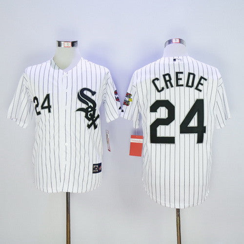 Joe Crede #24 Chicago White Sox Mens 2015 World Serise Patch Limited Baseball Jersey - White