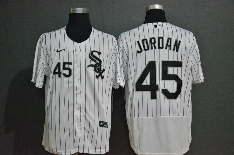Chicago White Sox #45 Jordan Mens Michael Pinstripe Flex Base Nike Limited Jersey - White