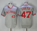 Johnny Cueto #47 Cincinnati Reds Majestic Mens 2013 Pullover Cooperstown Limited Jersey - Gray