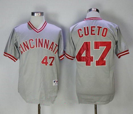 Johnny Cueto #47 Cincinnati Reds Majestic Mens 2013 Pullover Cooperstown Limited Jersey - Gray