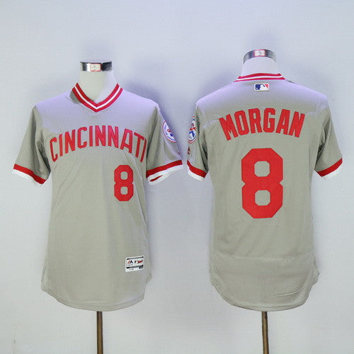 Joe Morgan #8 Cincinnati Reds Majestic Mens 2016 Retired Pullover Flexbase Limited Baseball Jersey - Gray