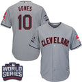 Cleveland Indians #10 Majestic Mens 2016 Yan Gomes Road World Series Patch Limited Cool Base Jersey - Gray