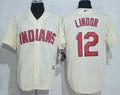 Francisco Lindor #12 Cleveland Indians Majestic Mens Limited Cool Base Jersey - Cream