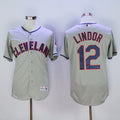 Francisco Lindor #12 Cleveland Indians Majestic Mens 2016 Road Flexbase Limited Baseball Jersey - Gray