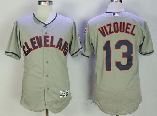 Cleveland Indians #13 Majestic Mens Omar Vizquel Retired Road Limited Flex Base Jersey - Gray