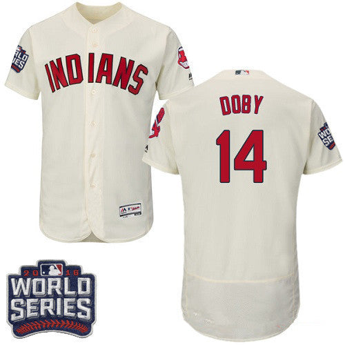 Larry Doby #14 Cleveland Indians Majestic Mens 2016 World Series Patch Limited Flex Base Jersey - Cream
