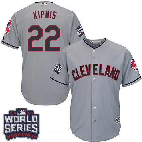 Jason Kipnis #22 Cleveland Indians Majestic Mens 2016 Road World Series Patch Limited Cool Base Jersey - Gray