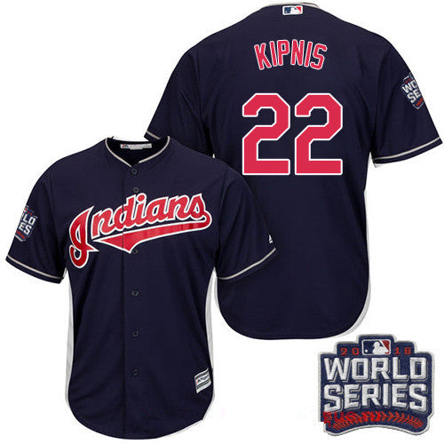 Jason Kipnis #22 Cleveland Indians Majestic Mens 2016 Alternate World Series Patch Limited Cool Base Jersey - Navy Blue