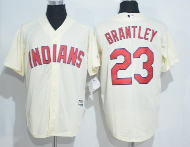 Michael Brantley #23 Cleveland Indians Majestic Mens Limited Cool Base Jersey - Cream