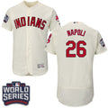 Mike Napoli #26 Cleveland Indians Majestic Mens 2016 World Series Patch Limited Flex Base Jersey - Cream