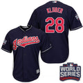 Corey Kluber #28 Cleveland Indians Majestic Mens 2016 Alternate World Series Patch Limited Cool Base Jersey - Navy Blue