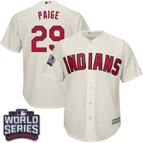 Cleveland Indians #29 Majestic Mens 2016 Satchel Paige Alternate World Series Patch Limited Cool Base Jersey - Cream