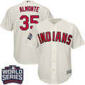 Abraham Almonte #35 Cleveland Indians Majestic Mens 2016 Alternate World Series Patch Limited Cool Base Jersey - Cream