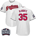 Abraham Almonte #35 Cleveland Indians Majestic Mens 2016 Home World Series Patch Limited Cool Base Jersey - White