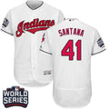 Carlos Santana #41 Cleveland Indians Majestic Mens 2016 Home World Series Patch Limited Flex Base Jersey - White