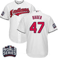 Trevor Bauer #47 Cleveland Indians Majestic Mens 2016 Home World Series Patch Limited Cool Base Jersey - White