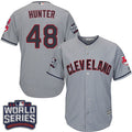 Tommy Hunter #48 Cleveland Indians Majestic Mens 2016 Road World Series Patch Limited Cool Base Jersey - Gray