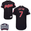Kenny Lofton #7 Cleveland Indians Majestic Mens 2016 World Series Patch Limited Flex Base Jersey - Navy Blue