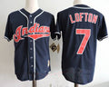 Kenny Lofton #7 Cleveland Indians Mens 1995 Throwback World Series Patch Cooperstown Limited Jersey - Navy Blue
