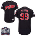 Ricky Vaughn #99 Cleveland Indians Majestic Mens 2016 World Series Patch Limited Flex Base Jersey - Navy Blue