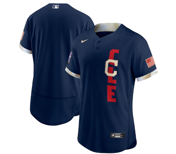 Cleveland Indians Mens 2021 Blank Star Limited Flex Base Jersey - Navy
