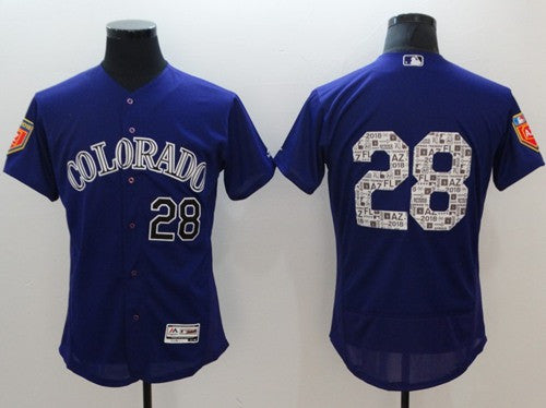 Nolan Arenado #28 Colorado Rockies Mens 2018 Spring Training Authentic Flex Base Jersey - Purple