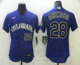 Nolan Arenado #28 Colorado Rockies Nike Mens Limited Flex Base Jersey - Purple