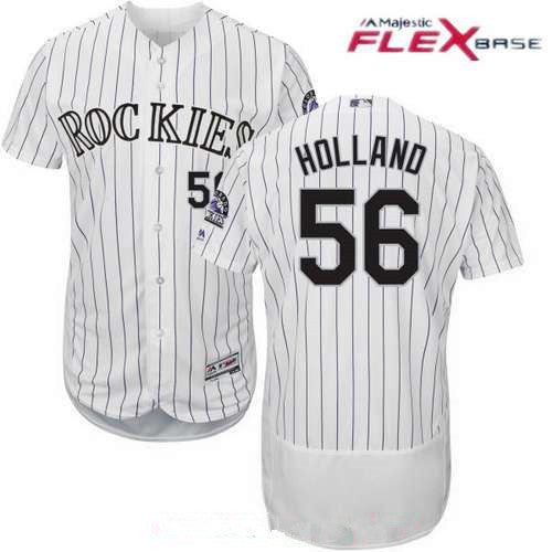 Greg Holland #56 Colorado Rockies Majestic Mens Home Limited Flex Base Jersey - White