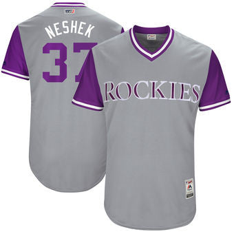 Pat Neshek #17 Colorado Rockies Majestic Mens 2017 Neshek Players Weekend Authentic Jersey - Gray