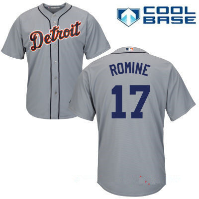 Andrew Romine #17 Detroit Tigers Majestic Mens Road Limited Cool Base Jersey - Gray