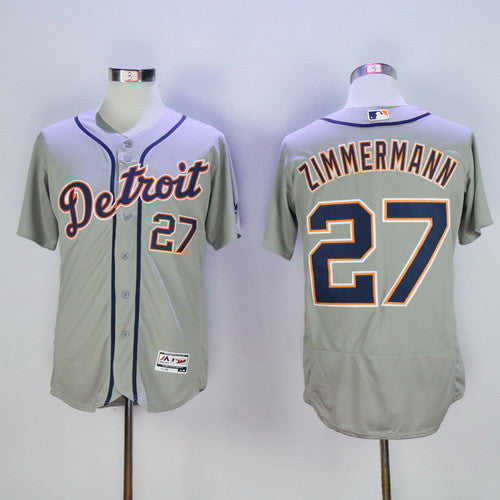 Detroit Tigers #27 Jordan Mens 2016 Zimmermann Road Flexbase Majestic Limited Baseball Jersey - Gray