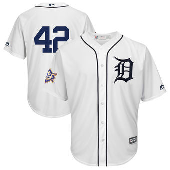 Jackie Robinson #42 Detroit Tigers Majestic Mens Day Limited Cool Base Jersey - White