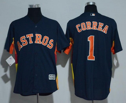 Carlos Correa #1 Houston Astros Majestic Mens Limited Cool Base Jersey - Navy Blue