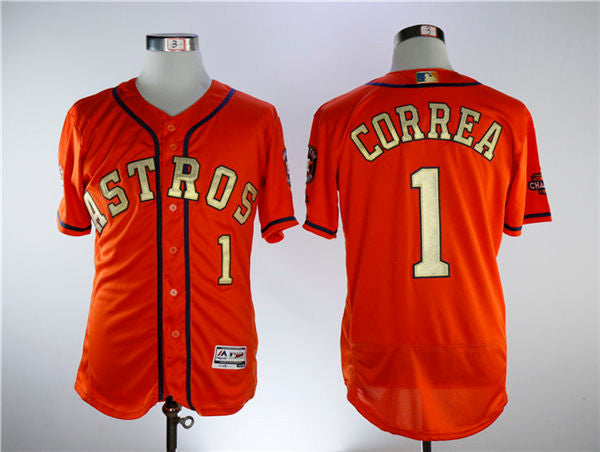 Carlos Correa #1 Houston Astros Mens Gold Program Flexbase Limited Jersey - Orange