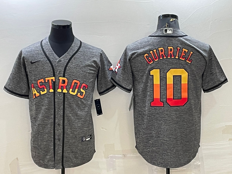 Yuli Gurriel #10 Houston Astros Mens Patch Limited Cool Base Baseball Jersey - Grey