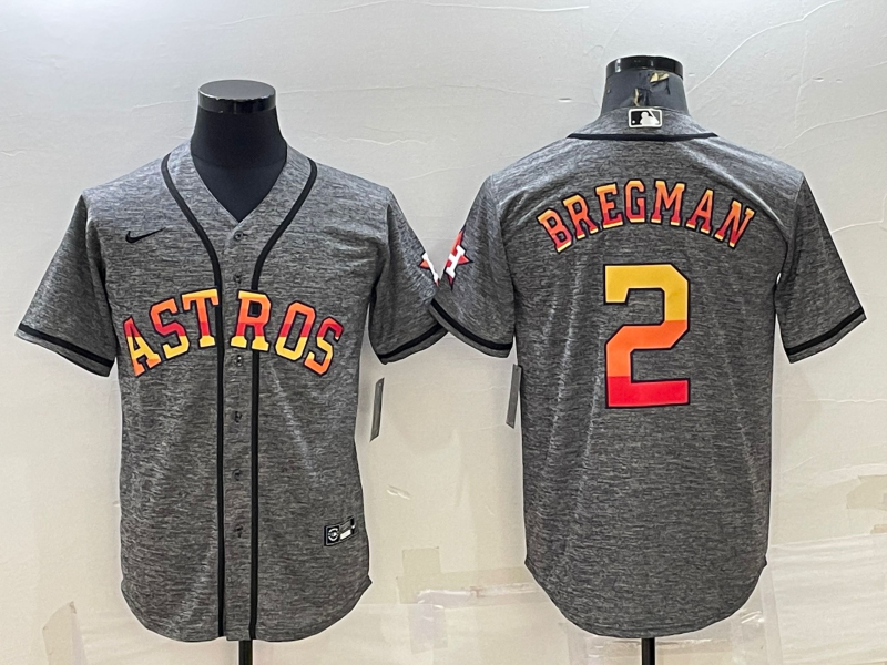 Alex Bregman #2 Houston Astros Mens Patch Limited Cool Base Baseball Jersey - Grey