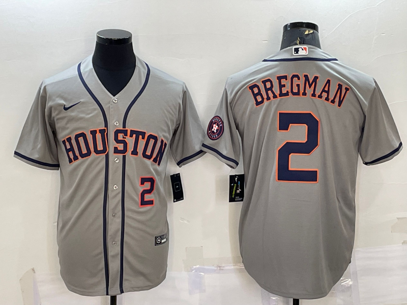 Alex Bregman #2 Houston Astros Nike Mens Number Patch Limited Cool Base Jersey - Grey