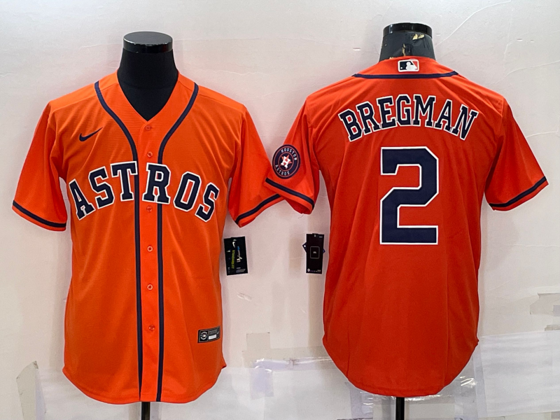 Alex Bregman #2 Houston Astros Nike Mens Patch Limited Cool Base Jersey - Orange