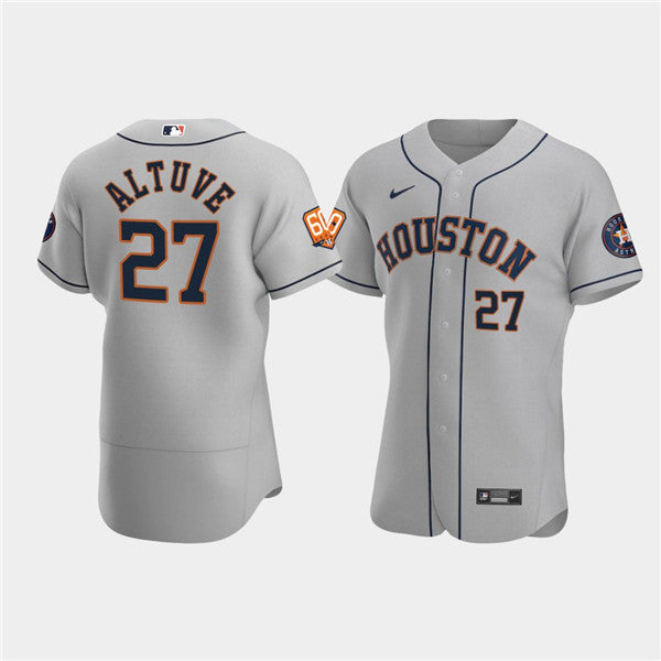 Jose Altuve #27 Houston Astros Mens 60Th Anniversary Limited Flex Base Baseball Jersey - Gray
