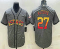 Jose Altuve #27 Houston Astros Mens Gridiron Patch Limited Cool Base Baseball Jersey - Grey