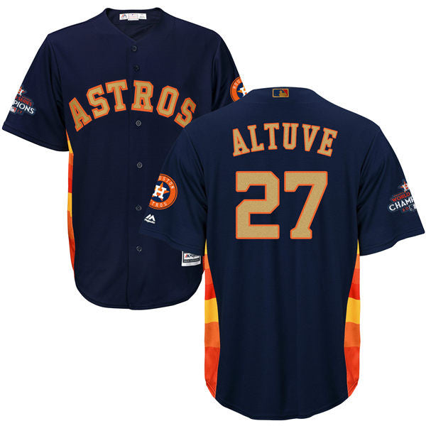 Jose Altuve #27 Houston Astros Mens 2018 Gold Program Limited Cool Base Jersey - Navy Blue