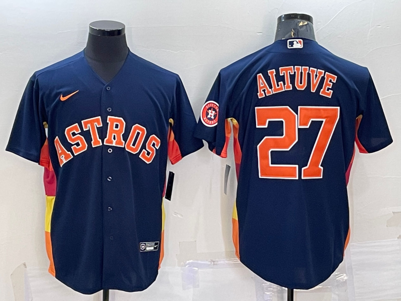 Jose Altuve #27 Houston Astros Nike Mens Patch Limited Cool Base Jersey - Navy Blue
