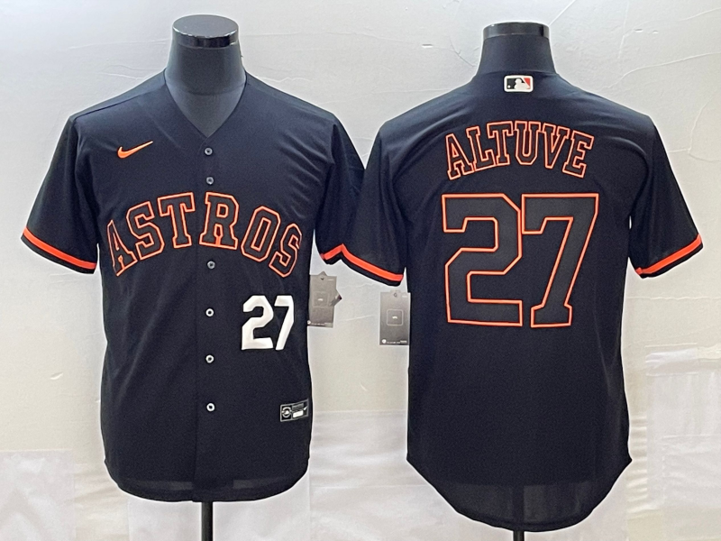 Jose Altuve #27 Houston Astros Nike Mens Number Lights Out Fashion Cool Base Jersey2 Limited Jersey - Black