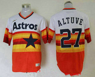 Jose Altuve #27 Houston Astros Nike Mens Rainbow Cooperstown Limited Cool Base Jersey - Orange
