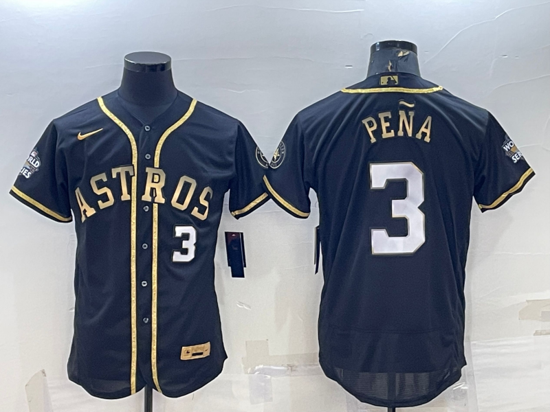 Jeremy Pena #3 Houston Astros Nike Mens 2022 Number World Series Limited Flex Base Jersey - Black Gold