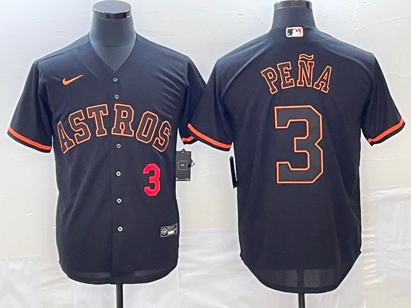 Jeremy Pena #3 Houston Astros Nike Mens Number Lights Out Fashion Cool Base Jersey2 Limited Jersey - Black