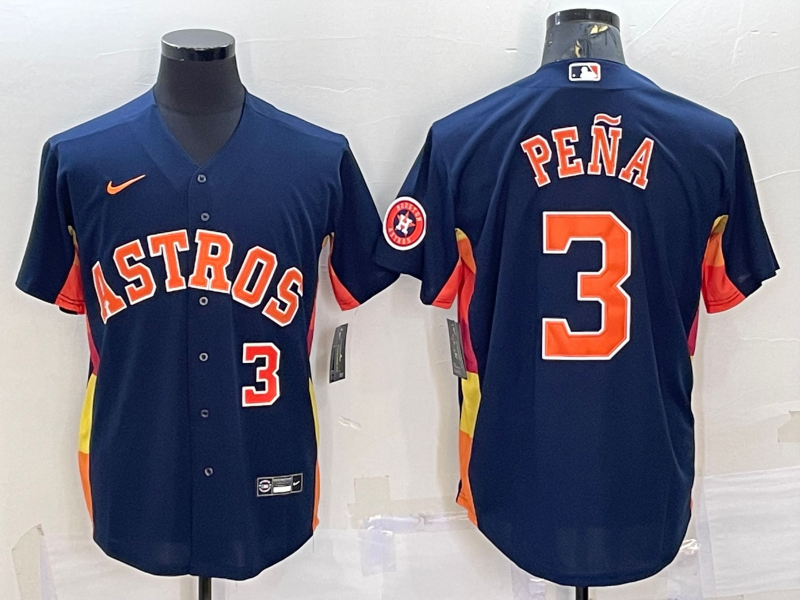 Jeremy Pena #3 Houston Astros Nike Mens Number Patch Limited Cool Base Jersey - Navy Blue
