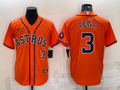 Jeremy Pena #3 Houston Astros Nike Mens Number Patch Limited Cool Base Jersey - Orange
