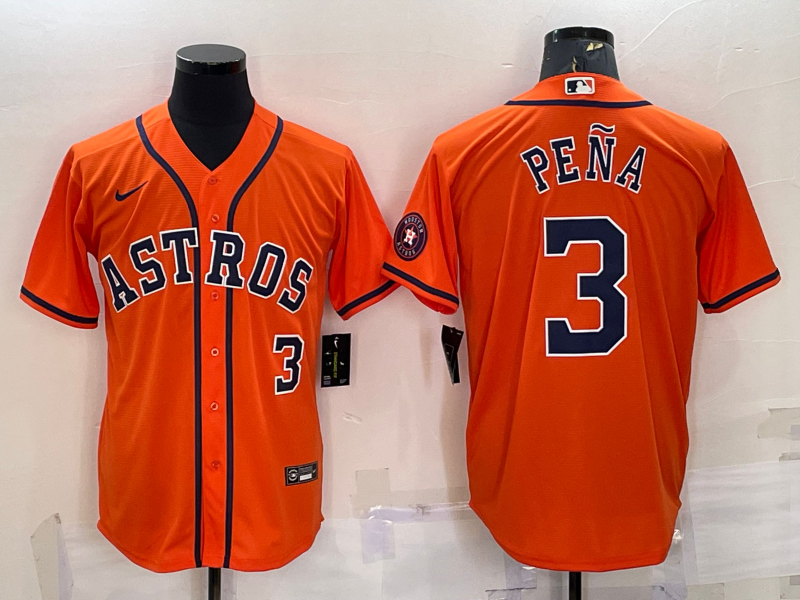 Jeremy Pena #3 Houston Astros Nike Mens Number Patch Limited Cool Base Jersey - Orange